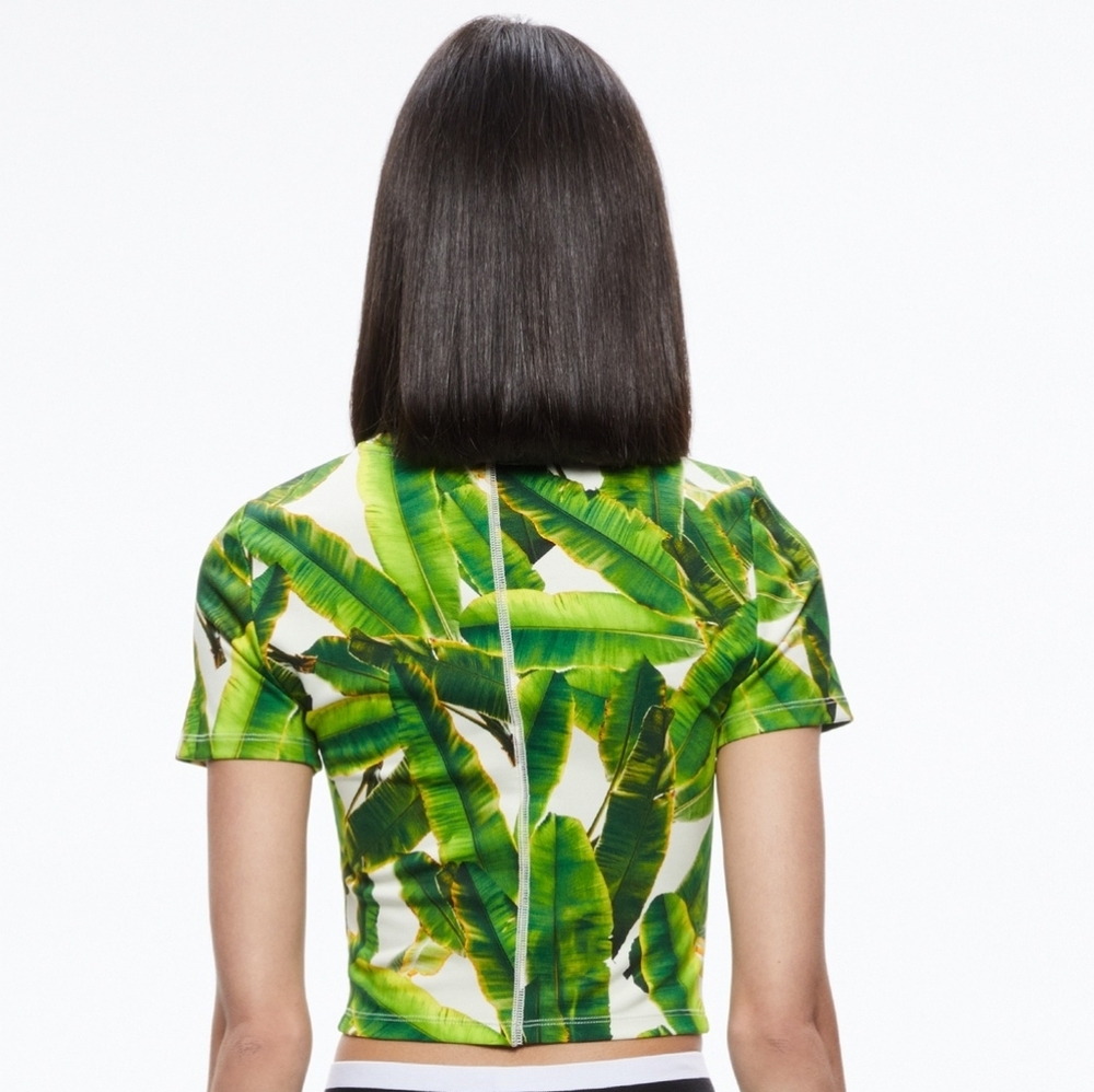 Alice + Olivia Tropical Green Crop Top - Picture 3 of 6